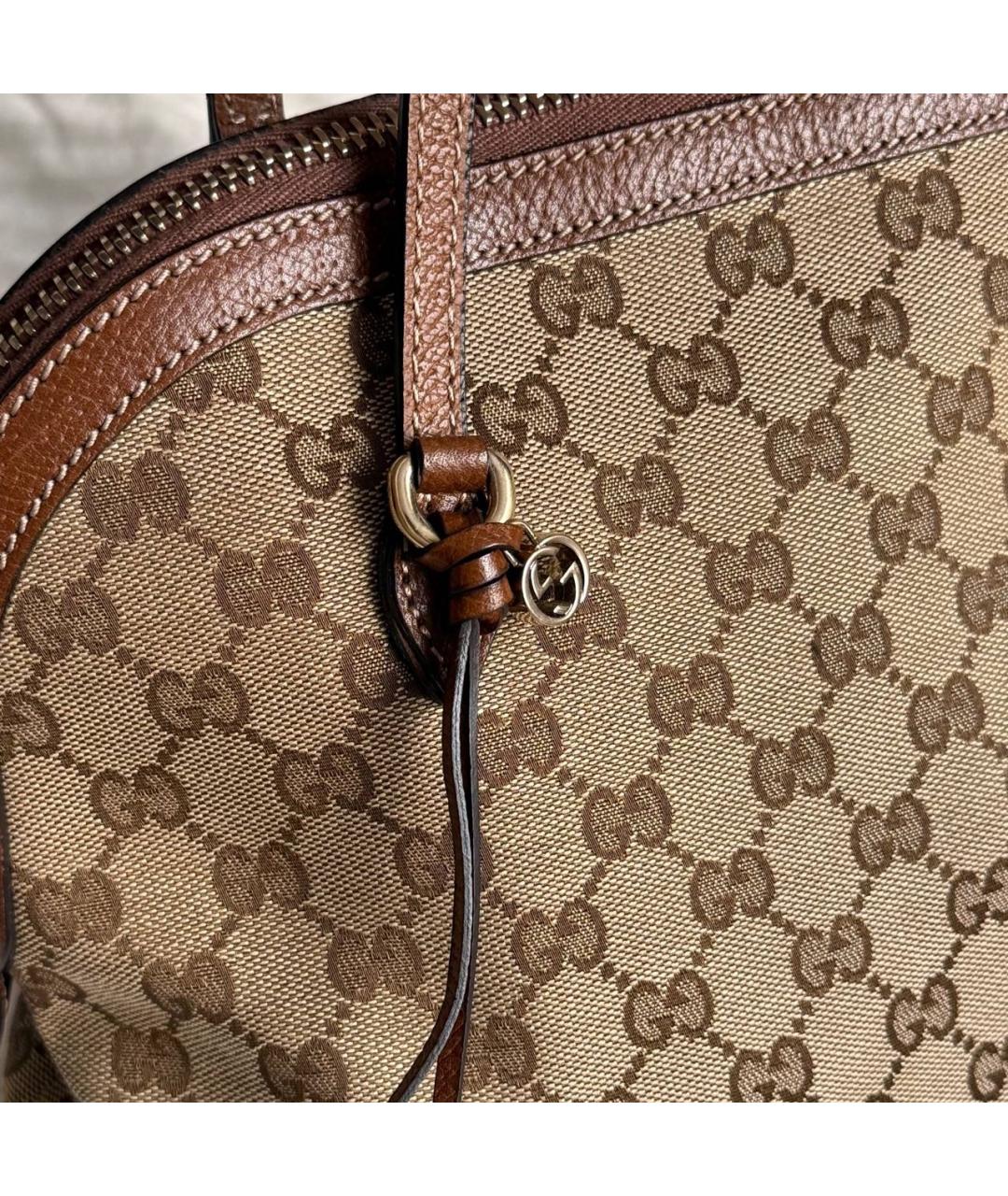 GUCCI Коричневая сумка тоут из канвы, фото 6