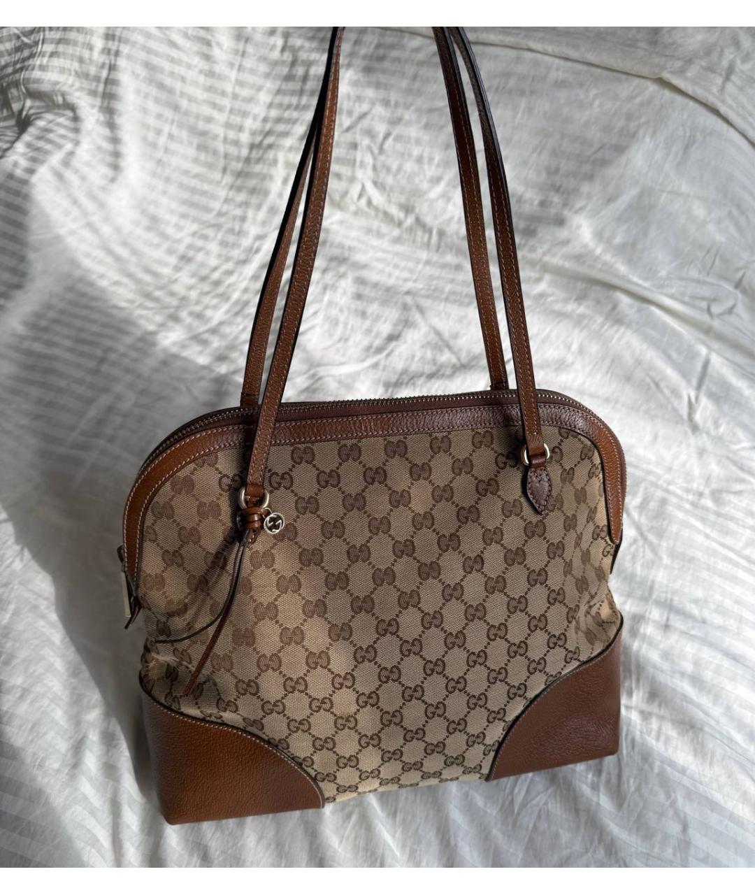 GUCCI Коричневая сумка тоут из канвы, фото 2