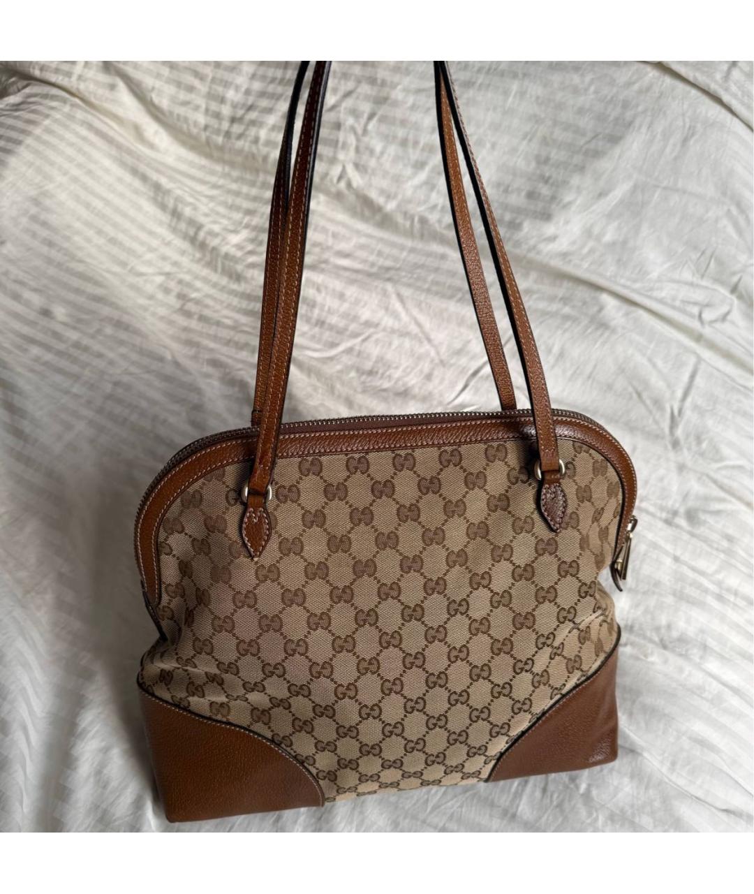GUCCI Коричневая сумка тоут из канвы, фото 3