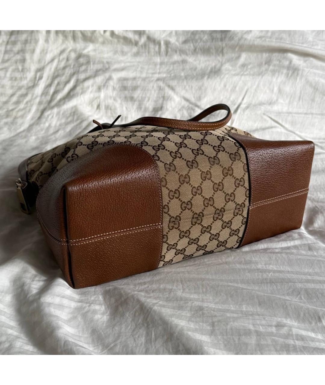 GUCCI Коричневая сумка тоут из канвы, фото 4