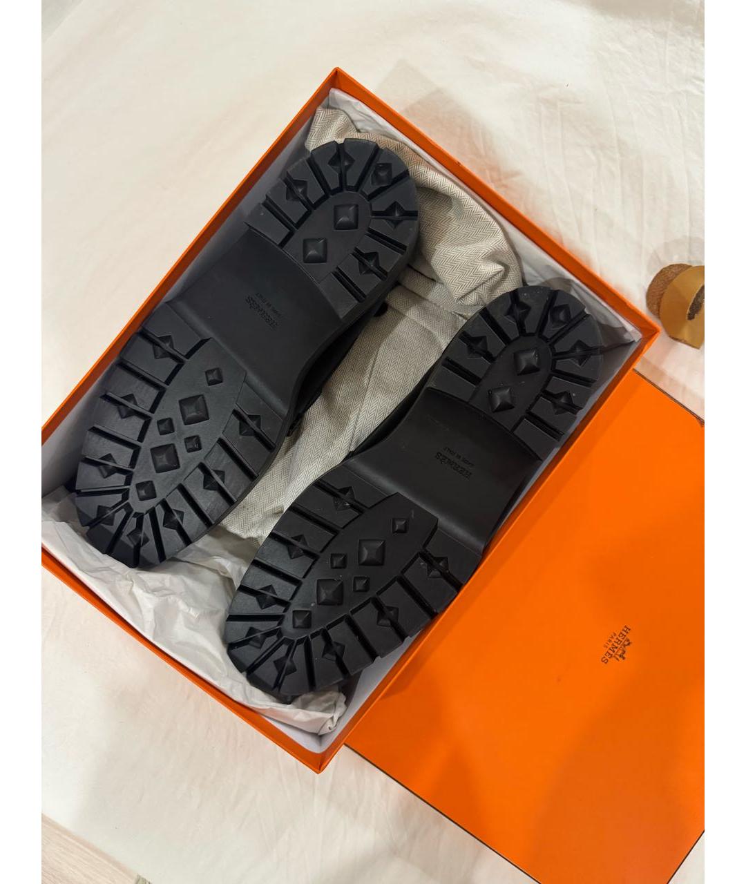 HERMES Черные кожаные лоферы, фото 4