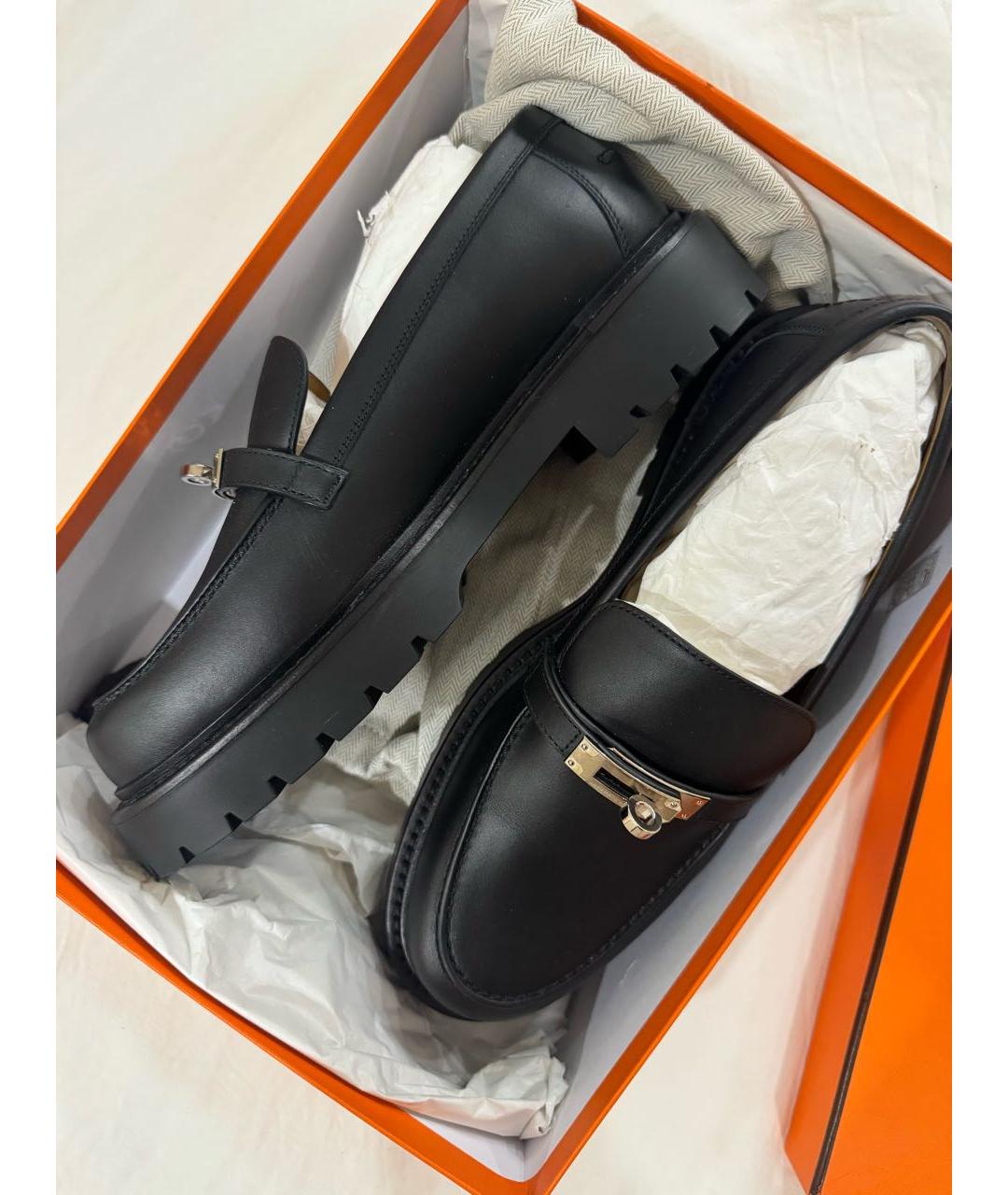 HERMES Черные кожаные лоферы, фото 8