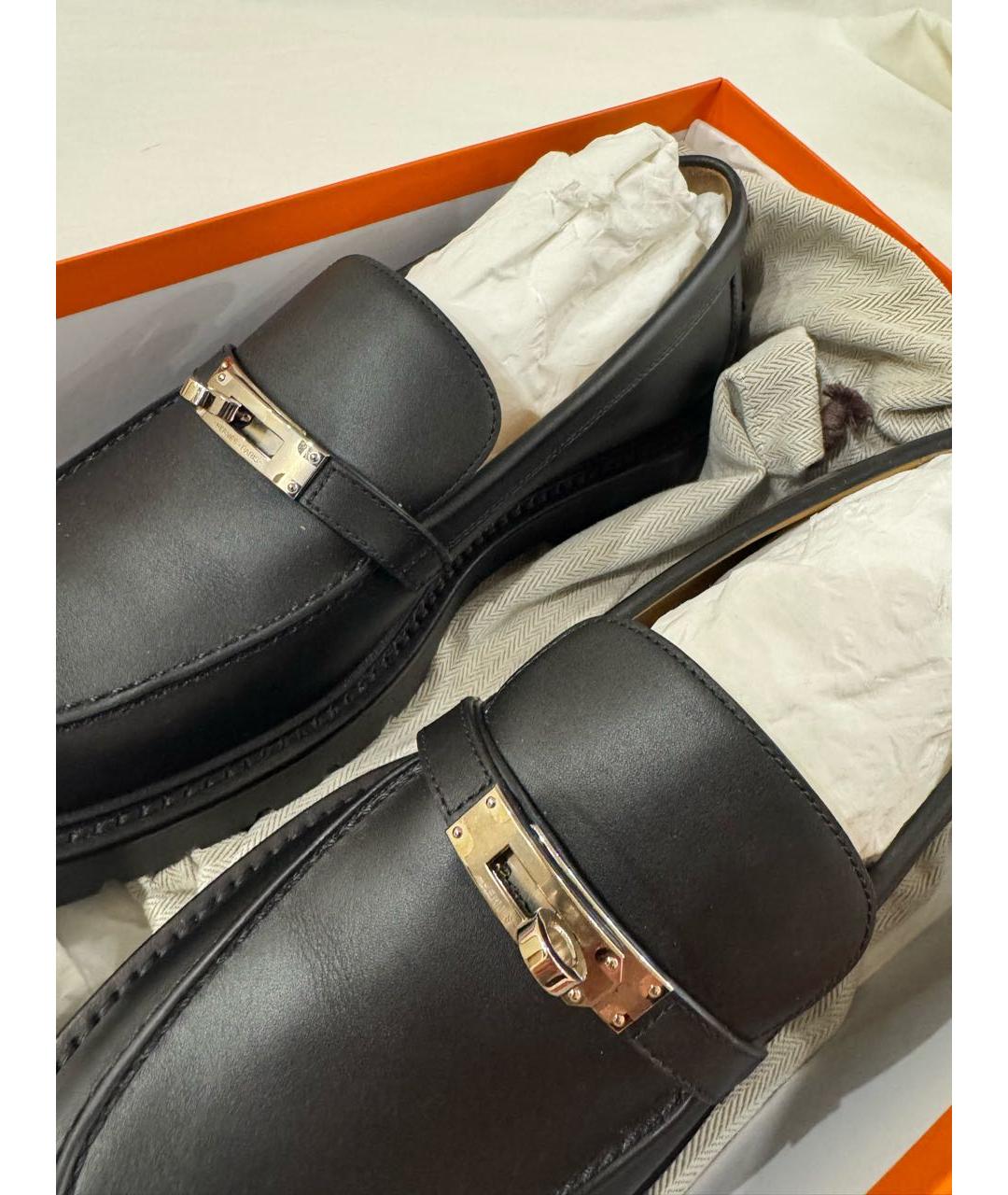 HERMES Черные кожаные лоферы, фото 5