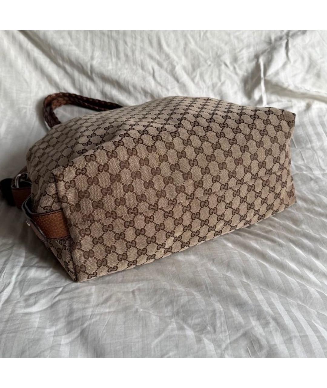 GUCCI Коричневая сумка с короткими ручками из канвы, фото 4