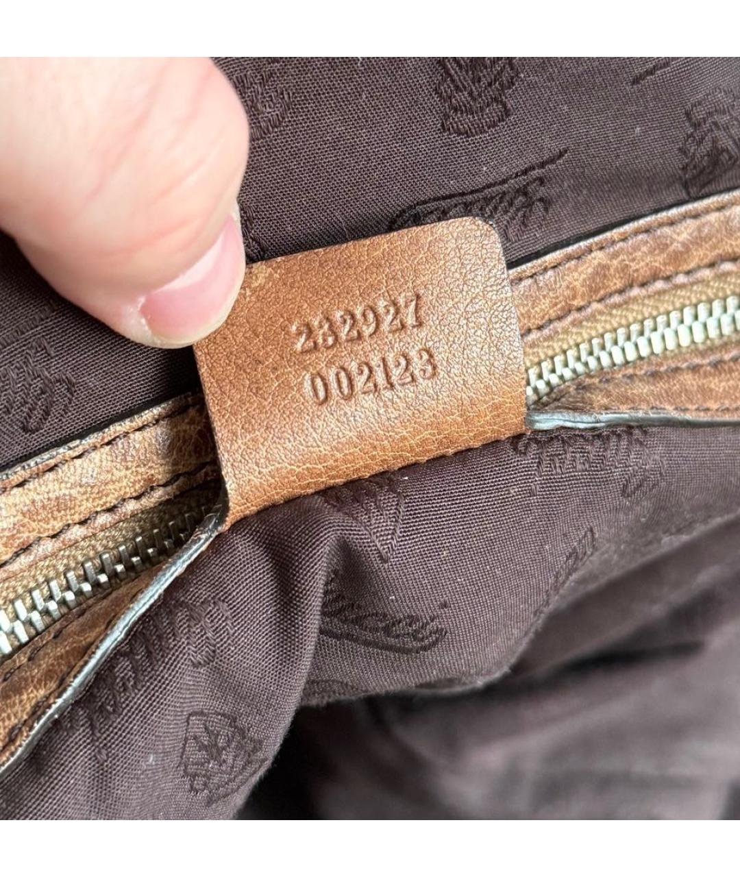 GUCCI Коричневая сумка с короткими ручками из канвы, фото 7