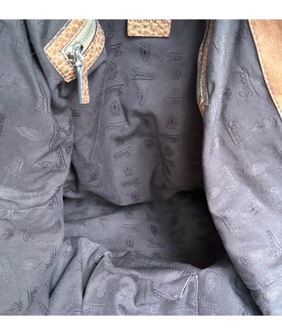 GUCCI Коричневая сумка с короткими ручками из канвы, фото 6