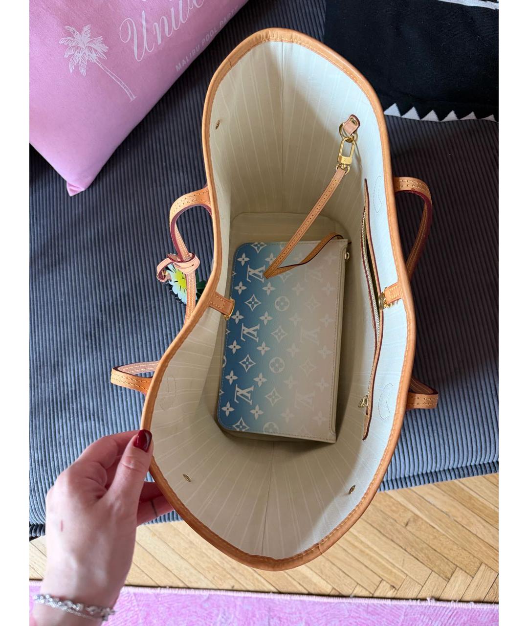LOUIS VUITTON Голубая сумка тоут из искусственной кожи, фото 4