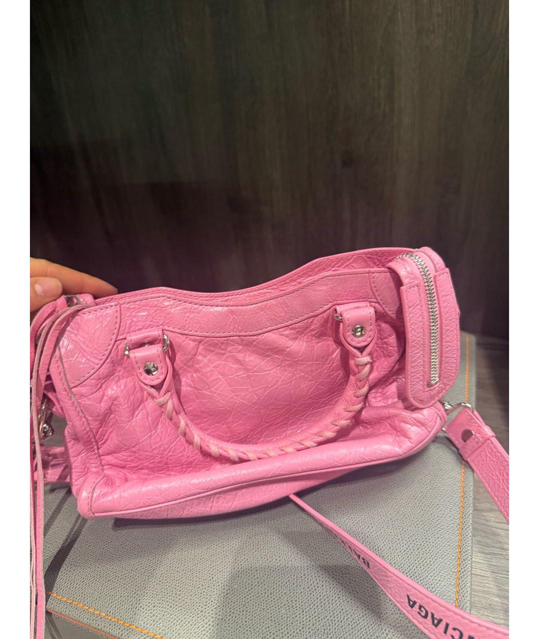 BALENCIAGA Розовая кожаная сумка через плечо, фото 3