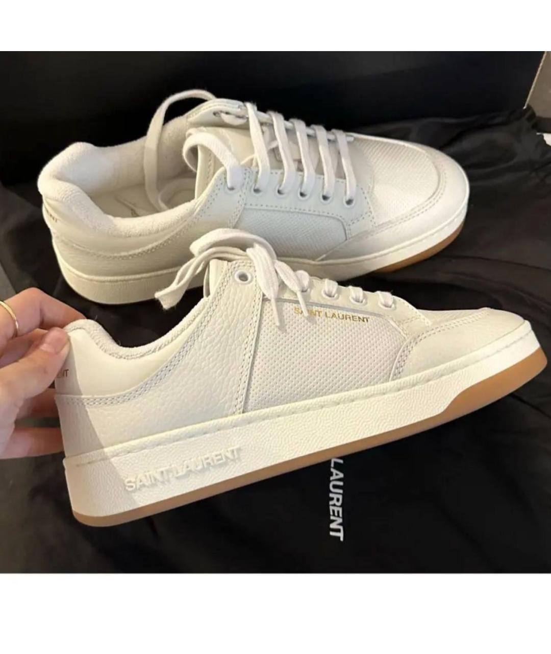 SAINT LAURENT Белые кожаные кеды, фото 3