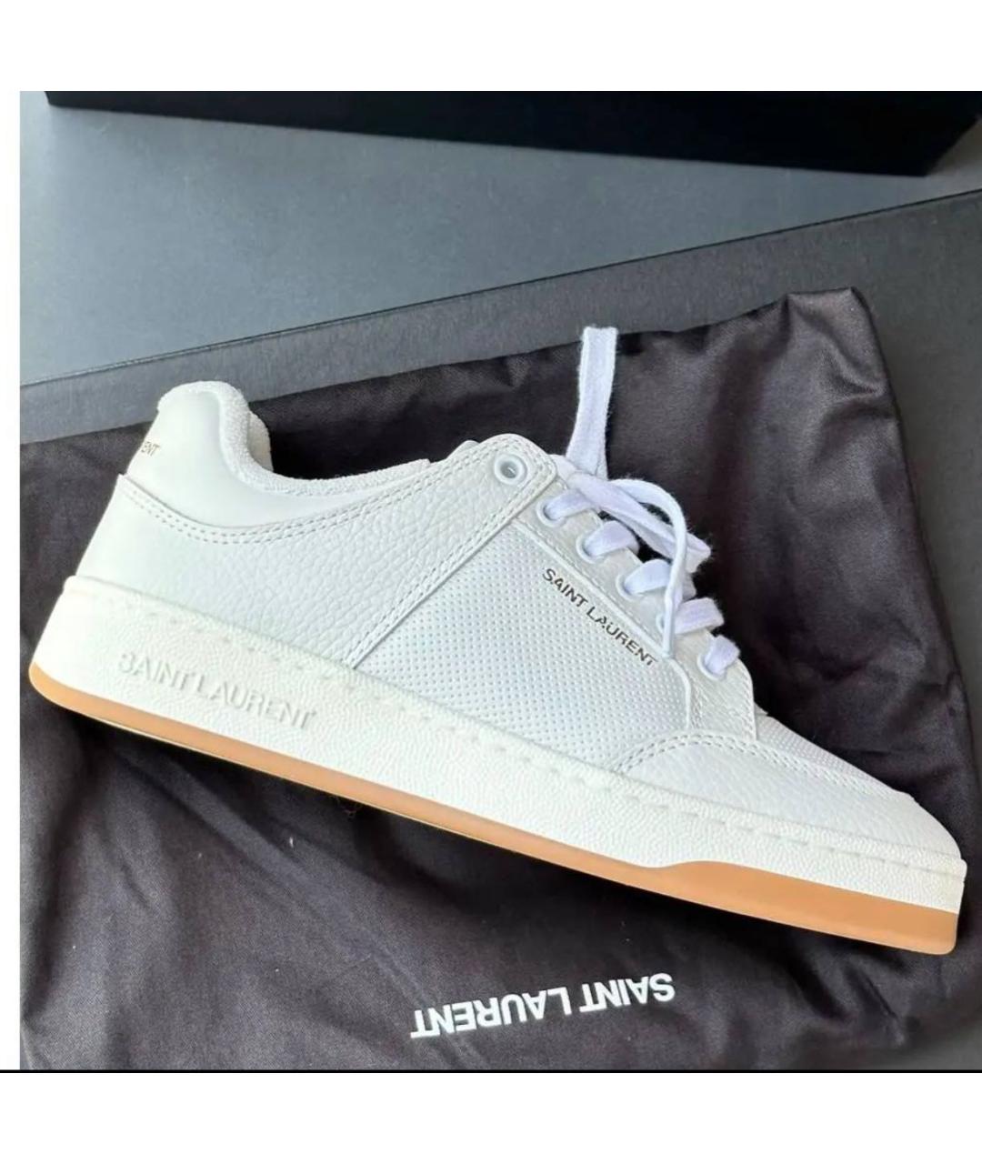 SAINT LAURENT Белые кожаные кеды, фото 5