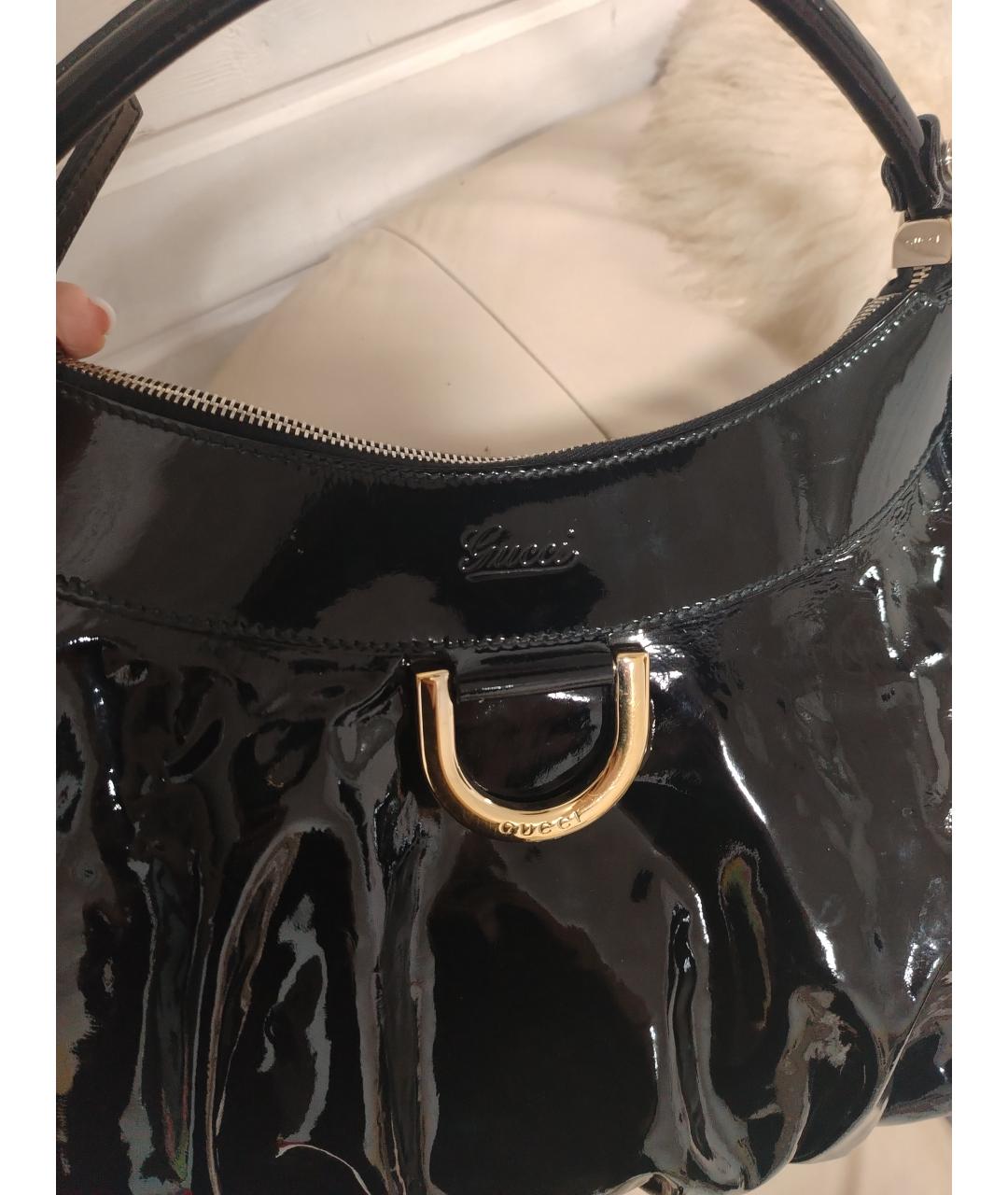 GUCCI Черная сумка через плечо из лакированной кожи, фото 3