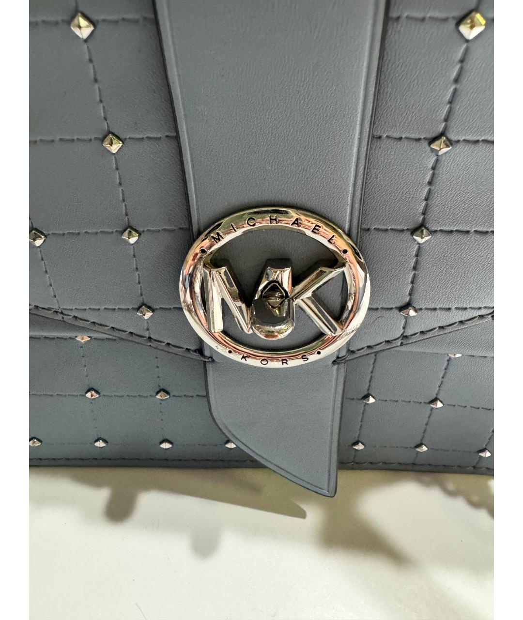 MICHAEL KORS Голубая сумка через плечо из искусственной кожи, фото 8