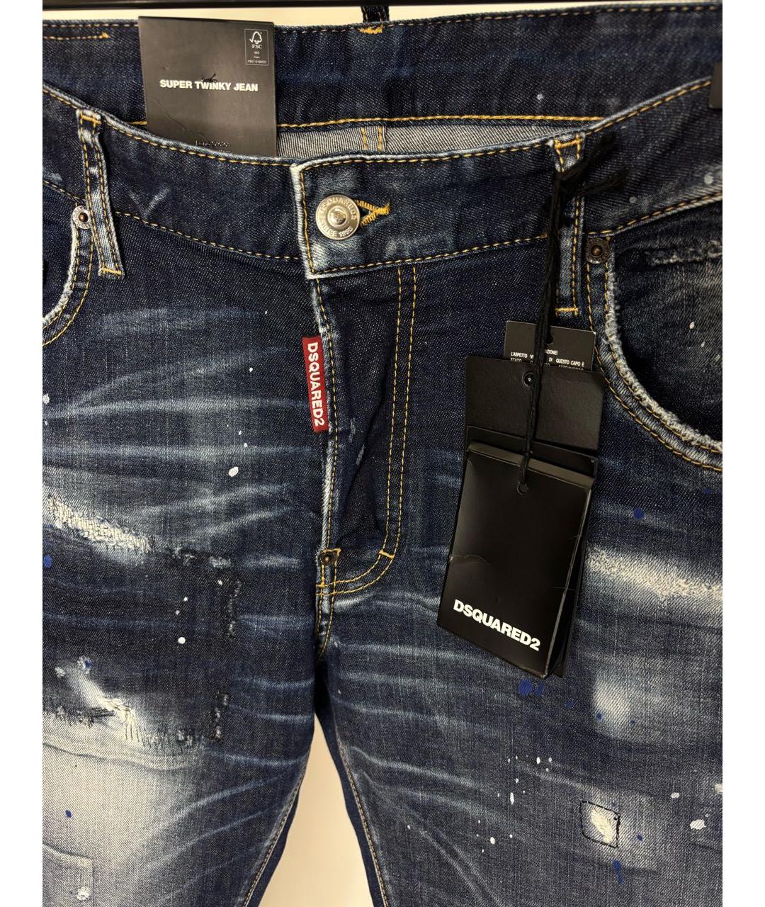 DSQUARED2 Синие хлопко-эластановые джинсы скинни, фото 4