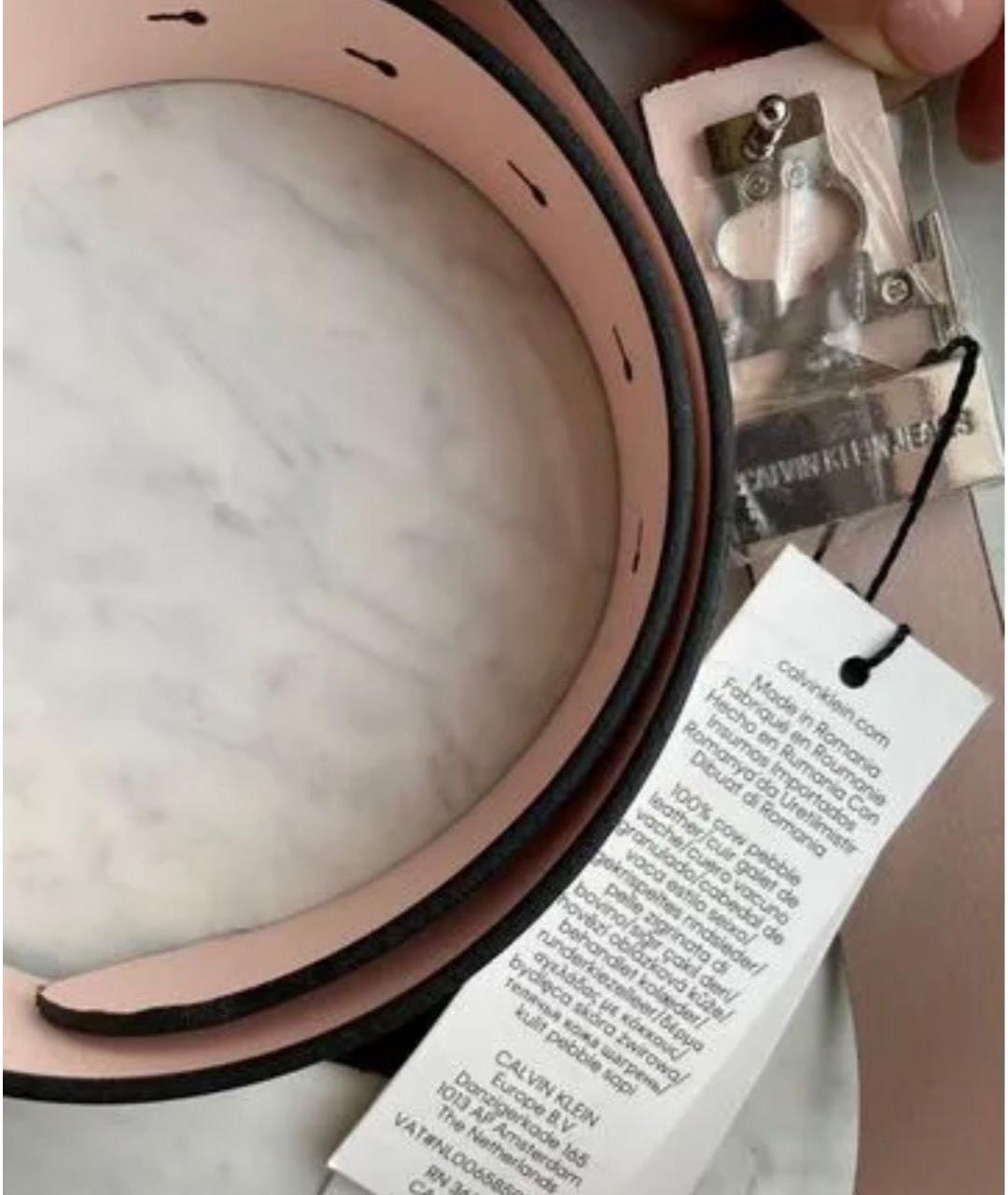 CALVIN KLEIN Розовый кожаный ремень, фото 4