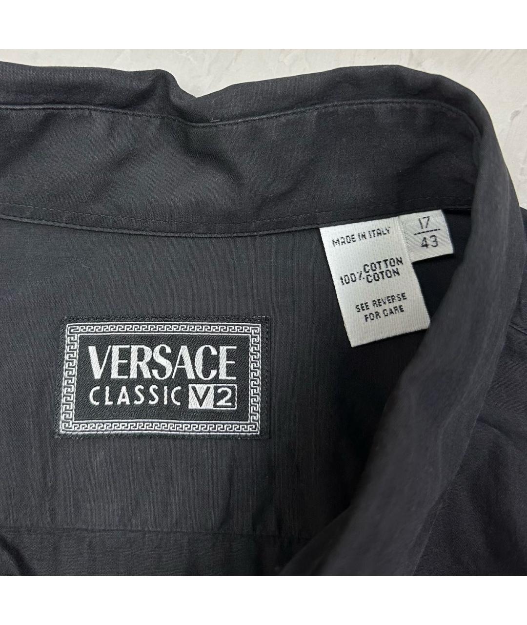 VERSACE Черная хлопковая классическая рубашка, фото 5