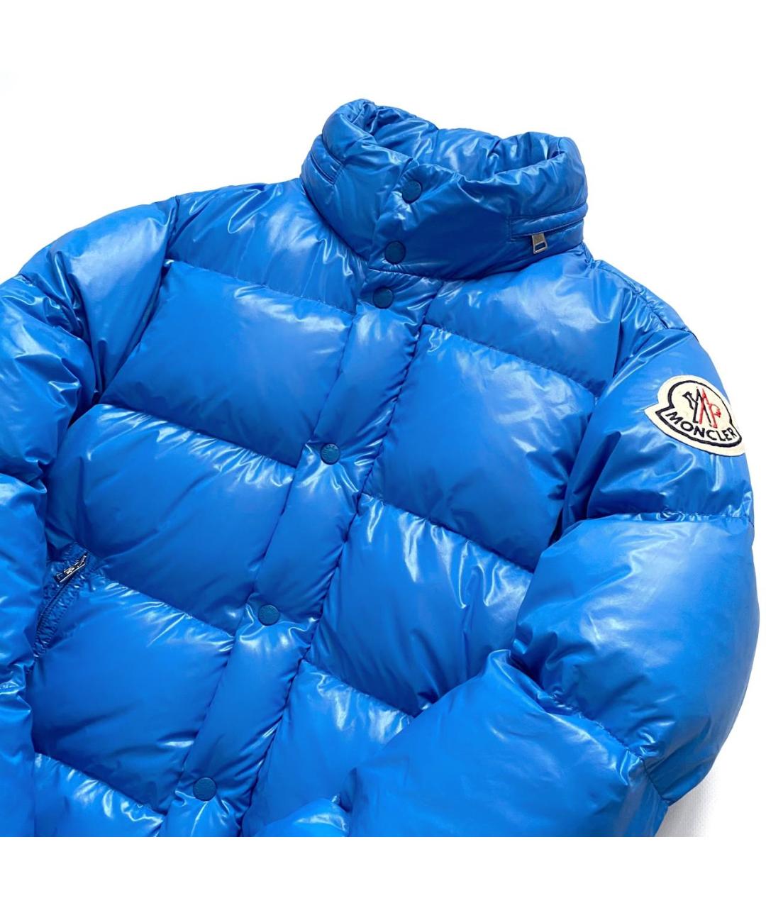 MONCLER Голубой полиэстеровый пуховик, фото 3