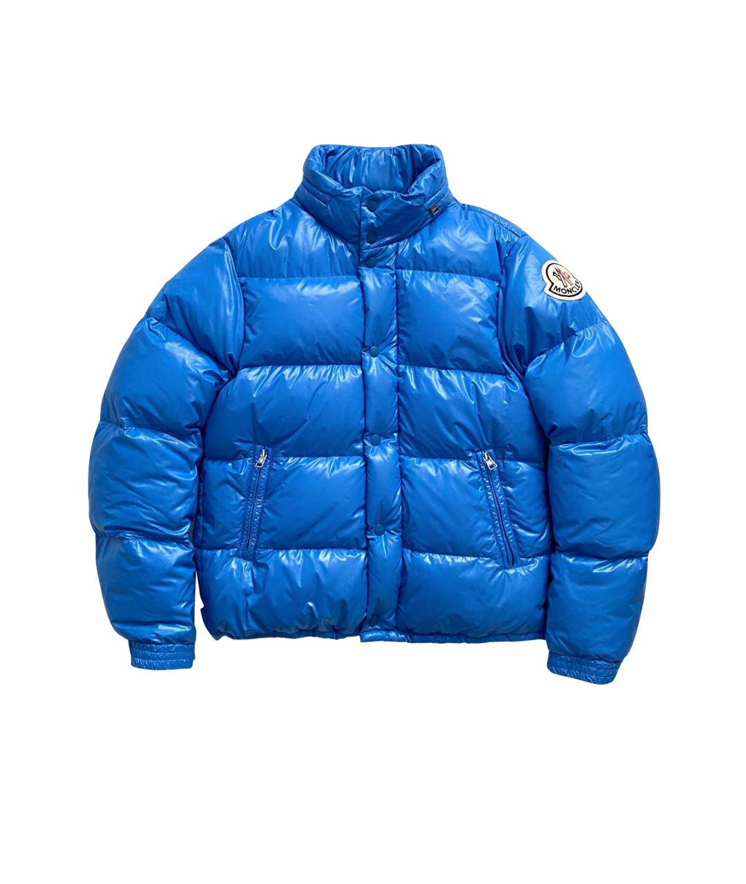 MONCLER Голубой полиэстеровый пуховик, фото 1