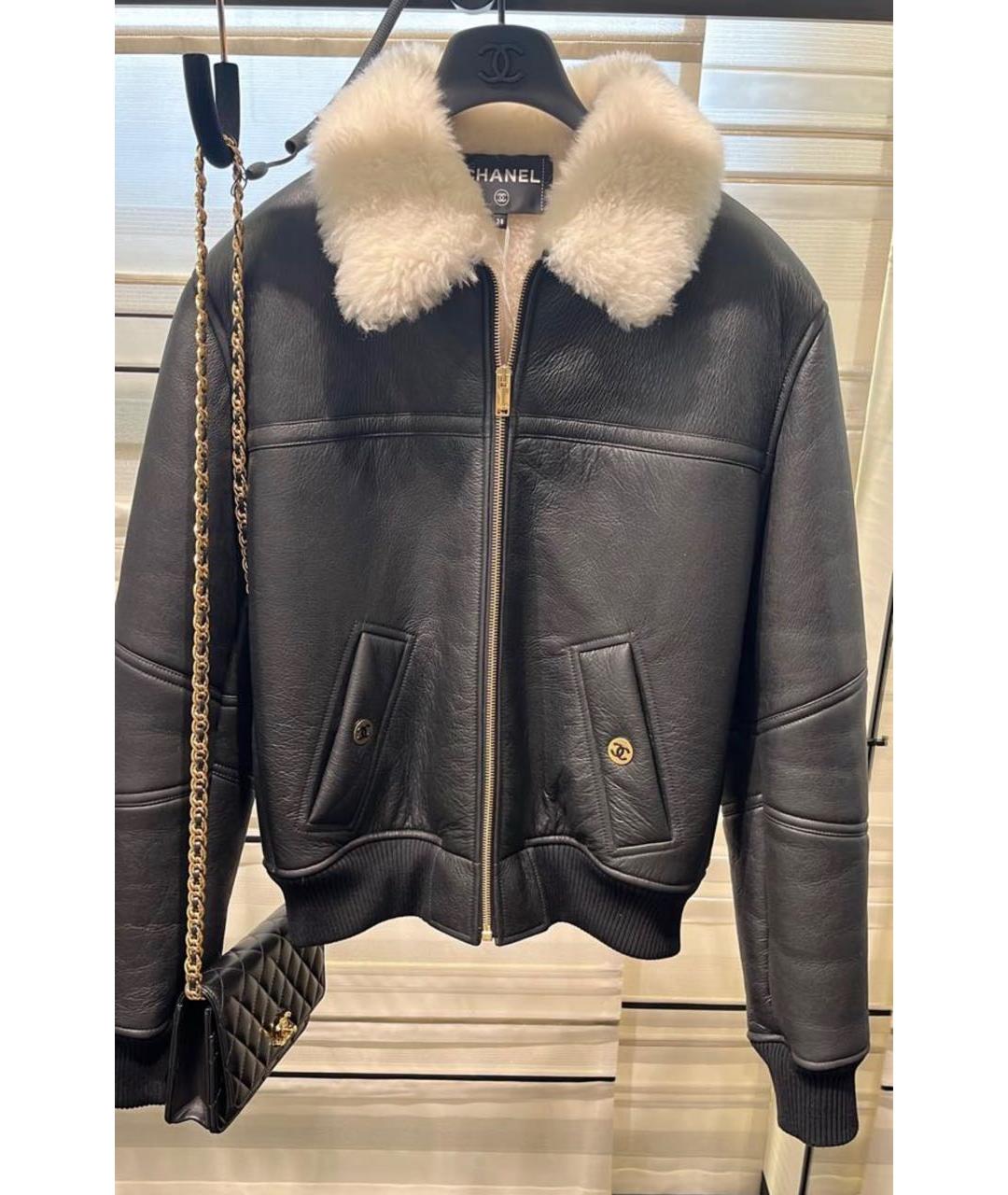 CHANEL Черная кожаная дубленка, фото 3