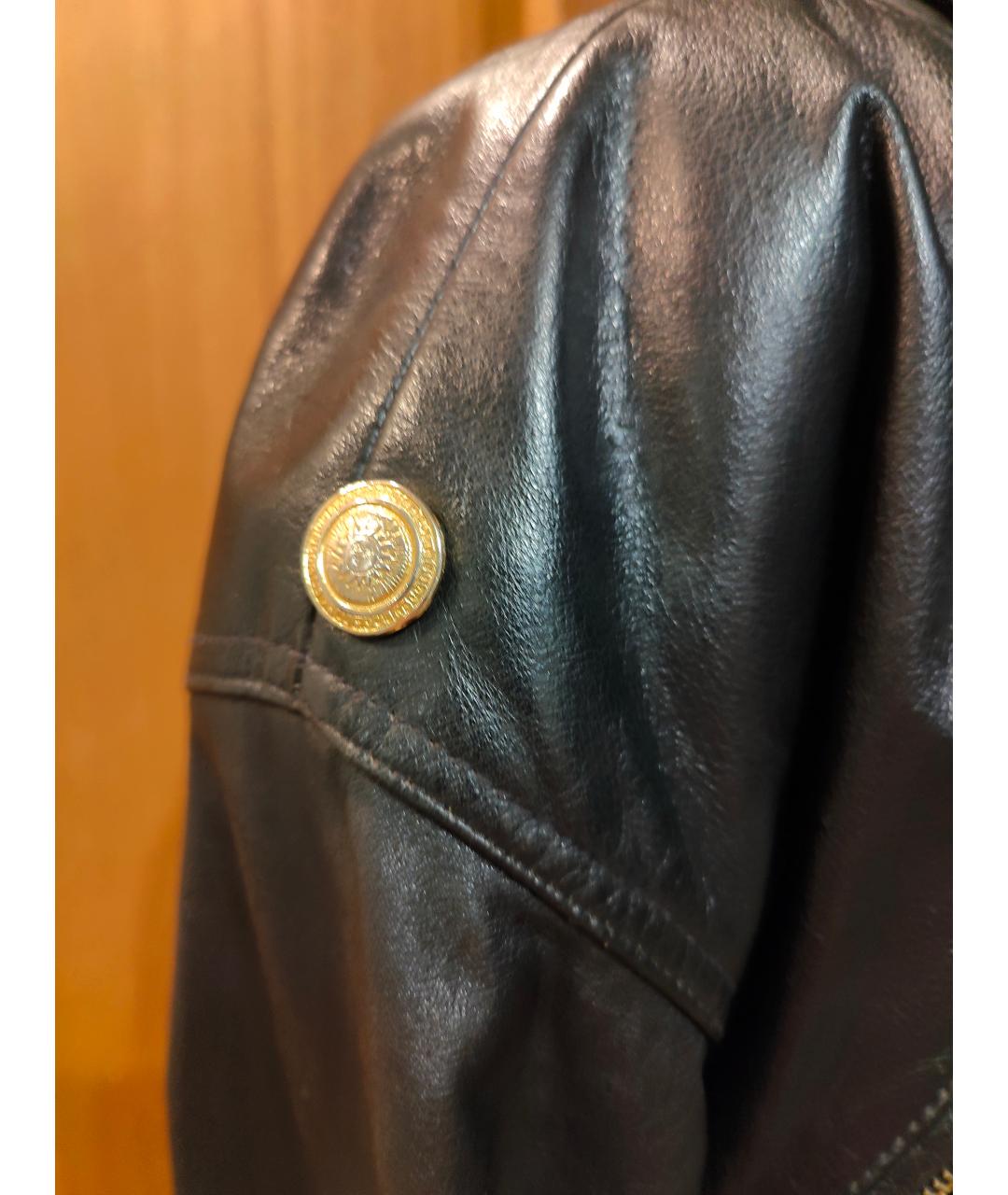 VERSACE Черная кожаная куртка, фото 8