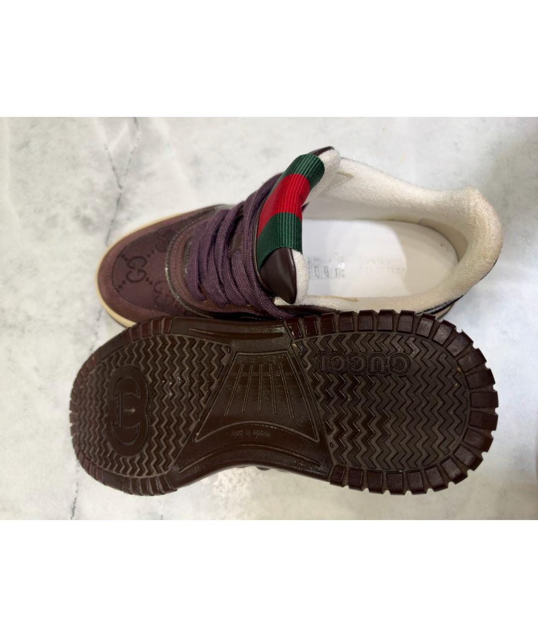 GUCCI Бордовые кроссовки, фото 4