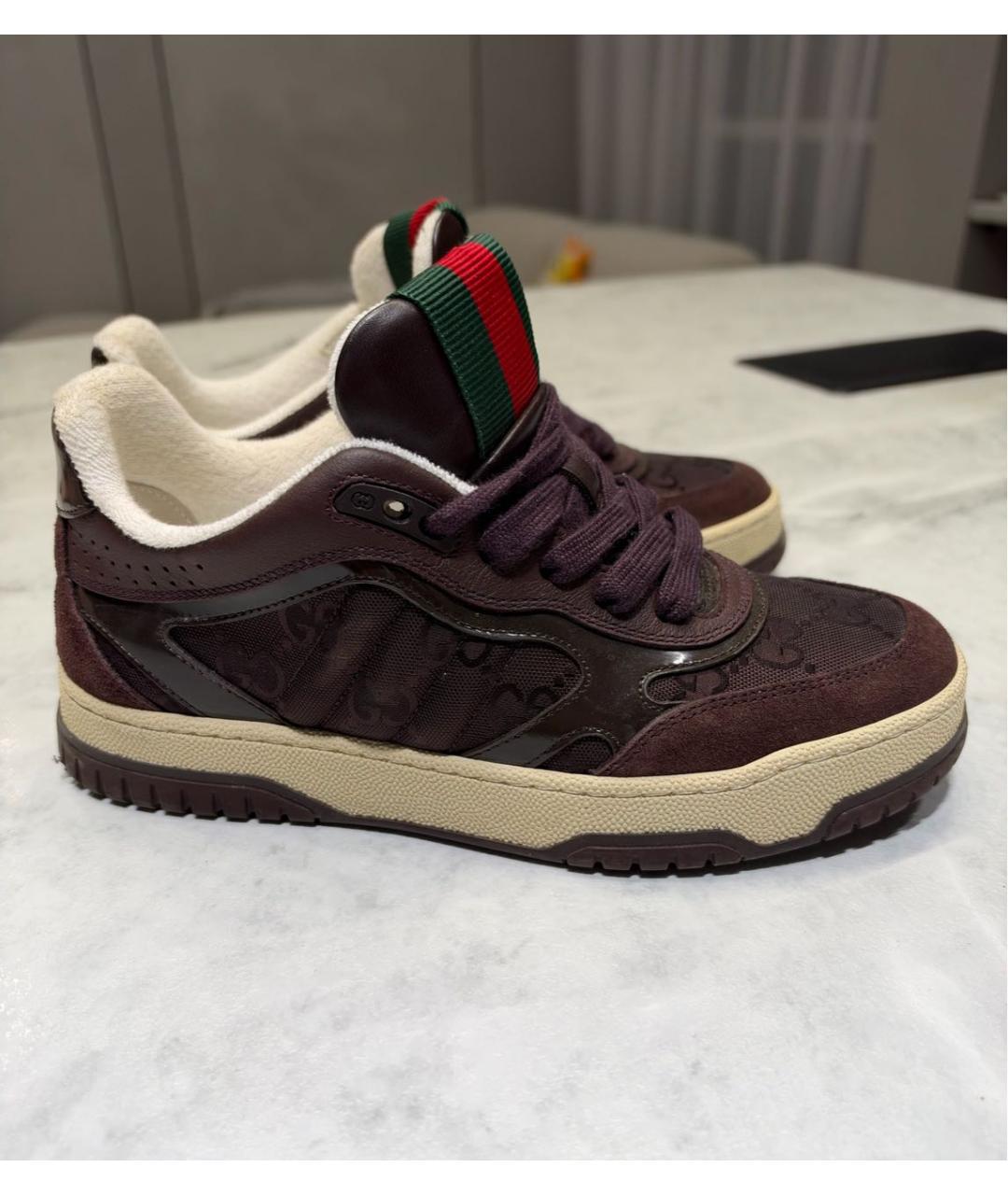 GUCCI Бордовые кроссовки, фото 5