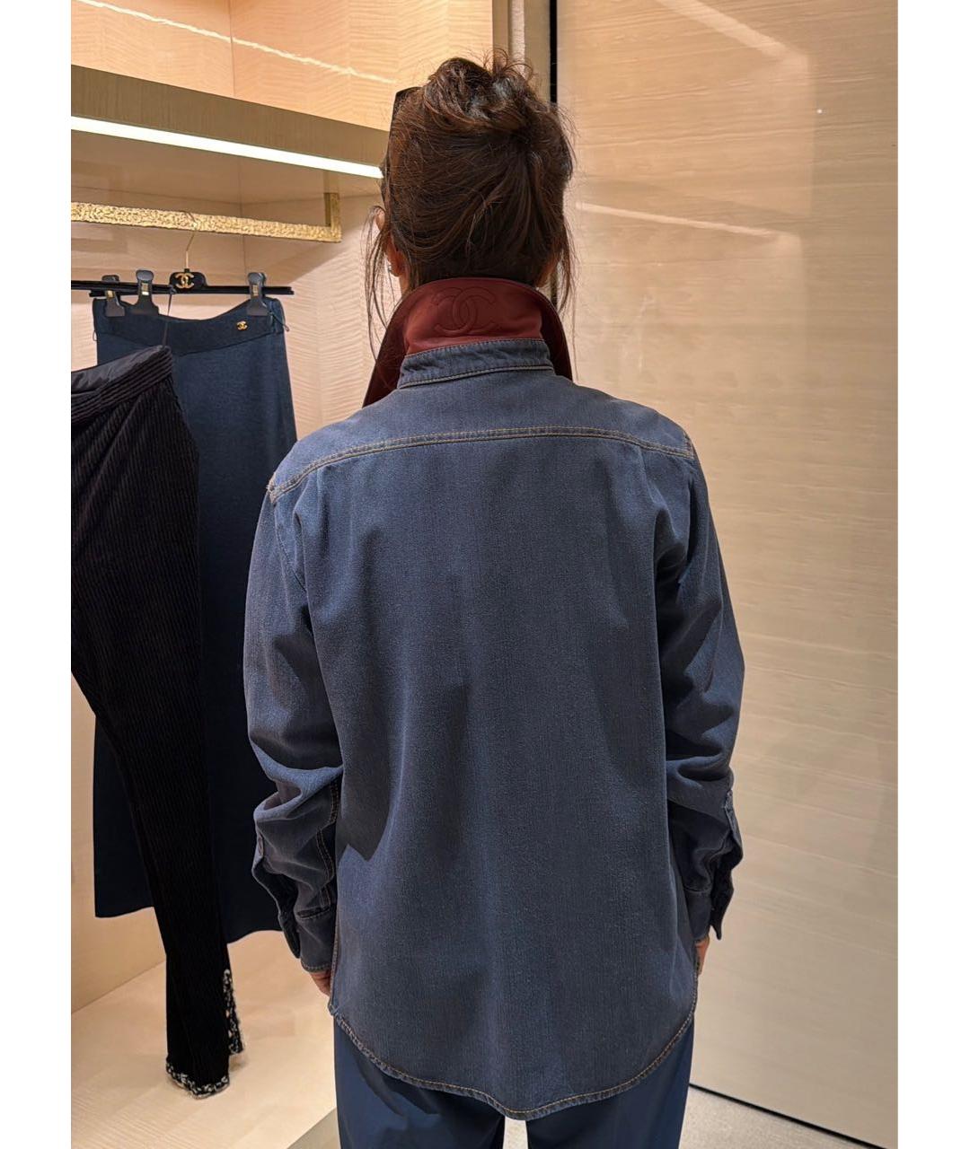 CHANEL Темно-синяя шелковая рубашка, фото 2