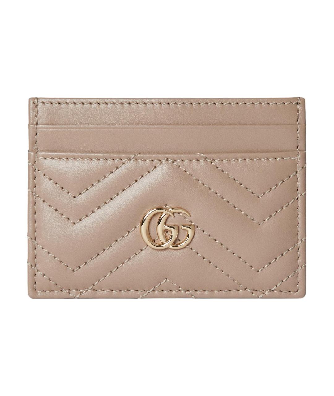 GUCCI Бежевый кожаный кардхолдер, фото 1
