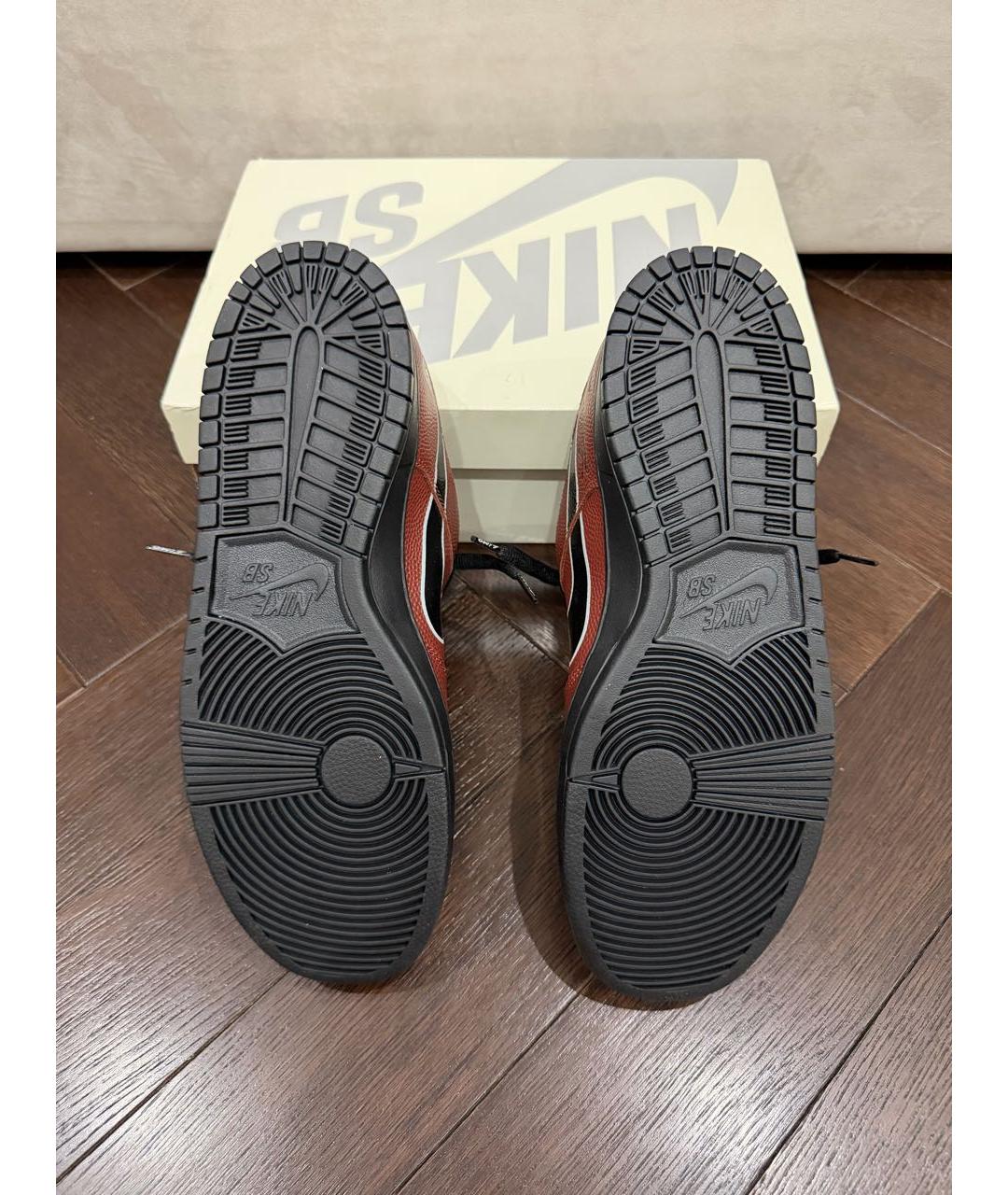 NIKE Коричневые кожаные низкие кроссовки / кеды, фото 7