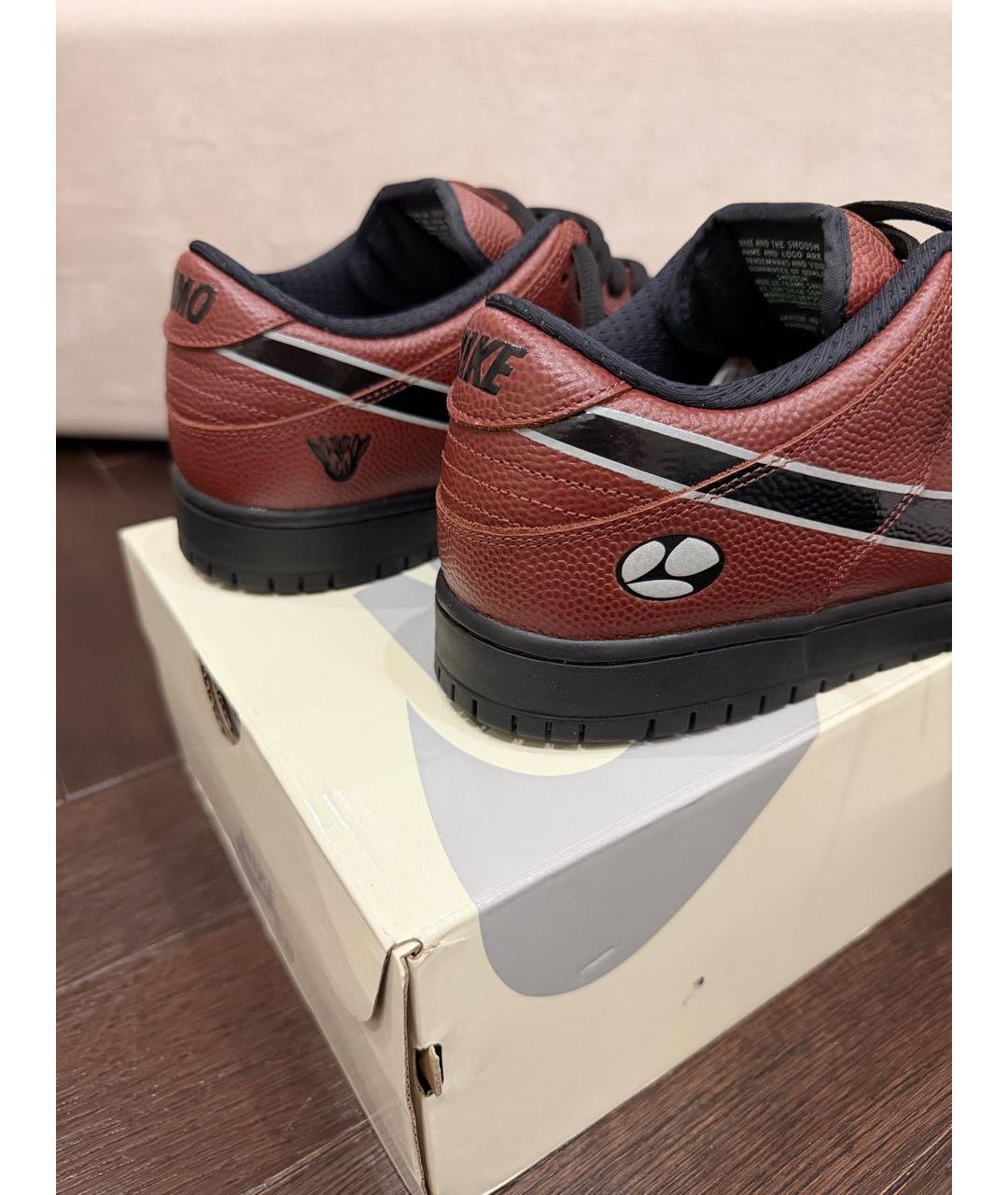 NIKE Коричневые кожаные низкие кроссовки / кеды, фото 4