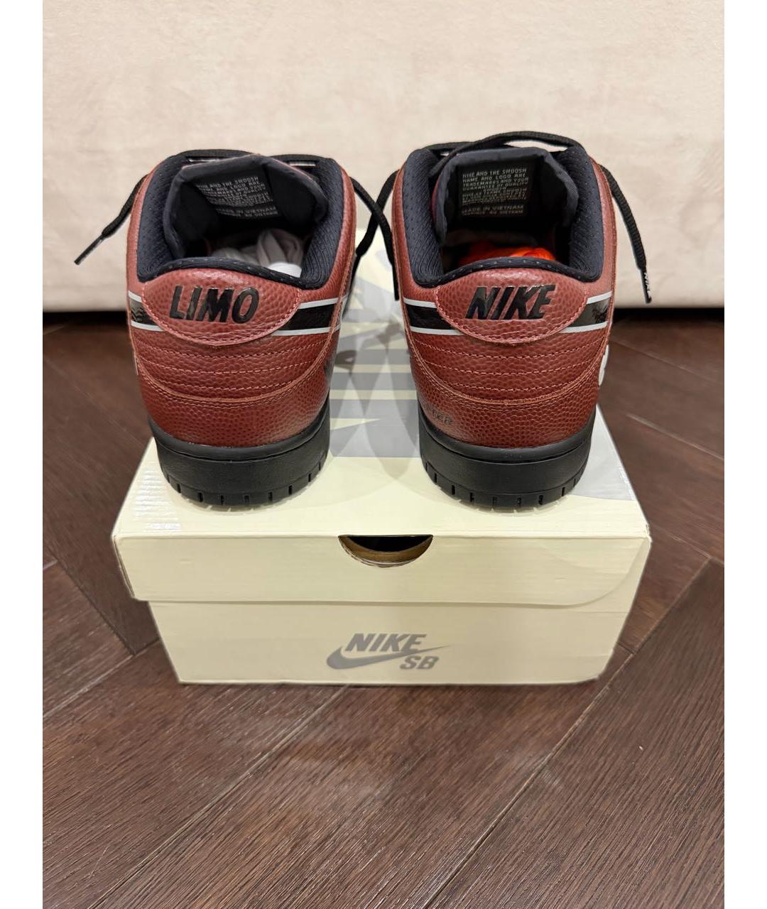NIKE Коричневые кожаные низкие кроссовки / кеды, фото 3