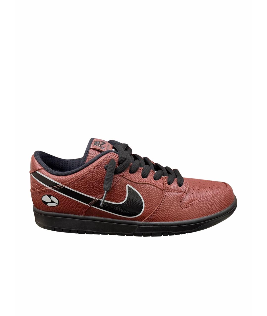 NIKE Коричневые кожаные низкие кроссовки / кеды, фото 1