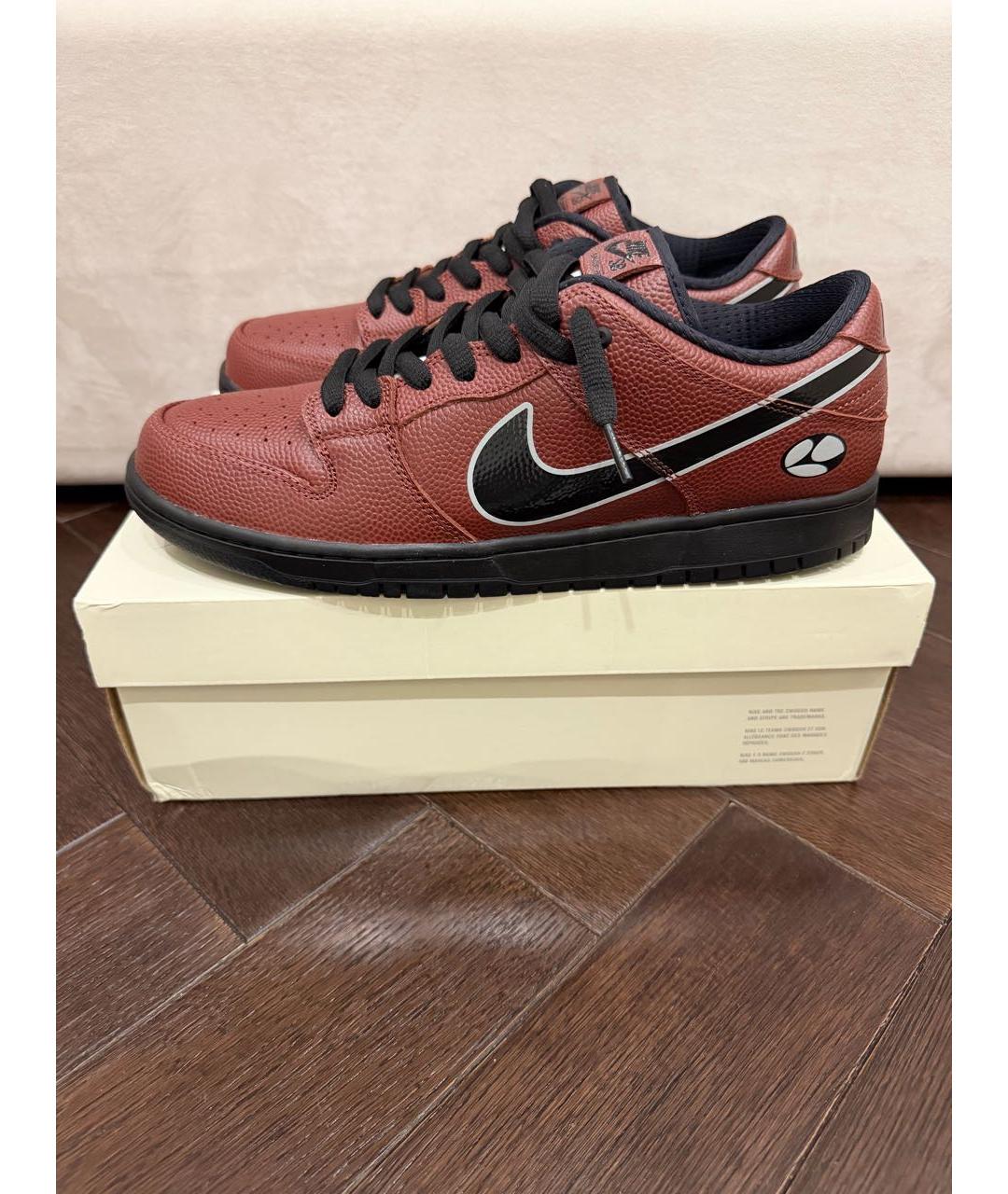 NIKE Коричневые кожаные низкие кроссовки / кеды, фото 9
