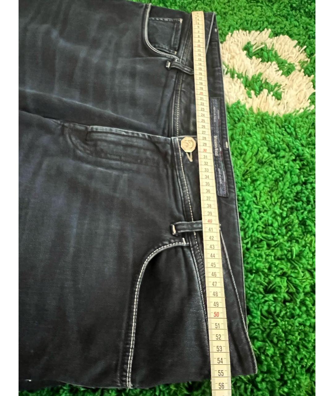 STEFANO RICCI Темно-синие хлопко-эластановые прямые джинсы, фото 6