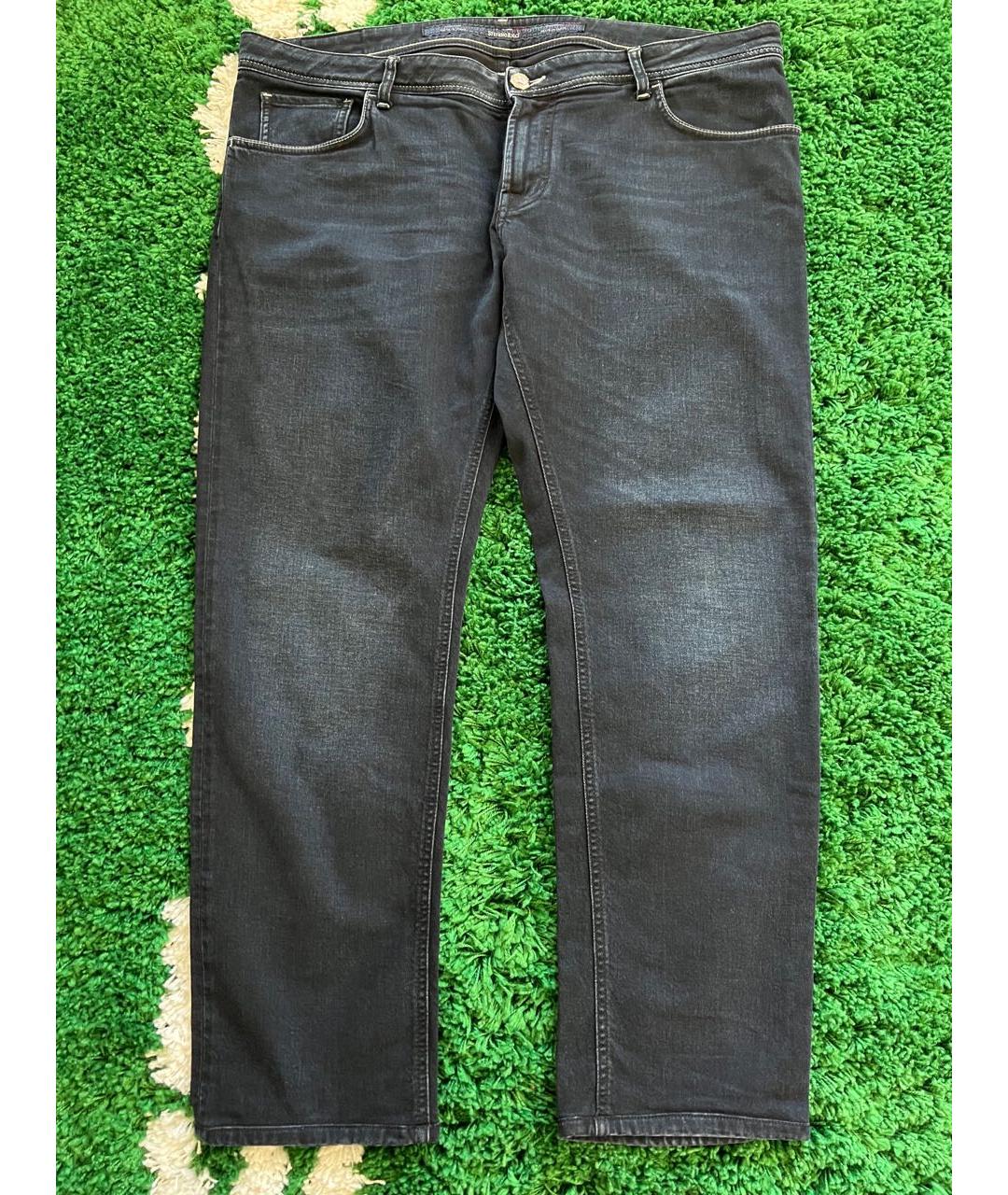 STEFANO RICCI Темно-синие хлопко-эластановые прямые джинсы, фото 9