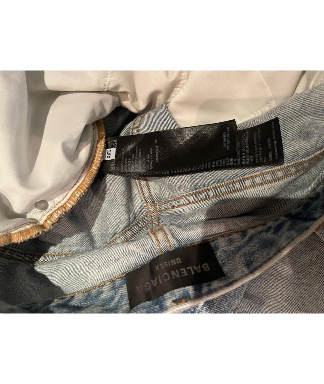 BALENCIAGA Голубые хлопковые прямые джинсы, фото 3