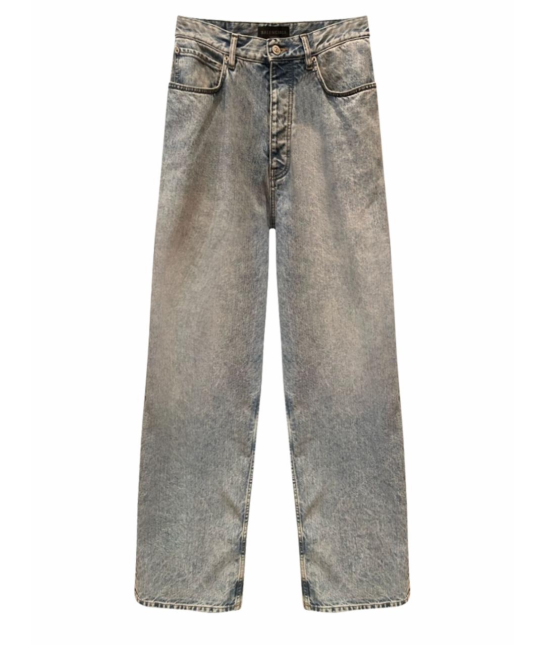BALENCIAGA Голубые хлопковые прямые джинсы, фото 1