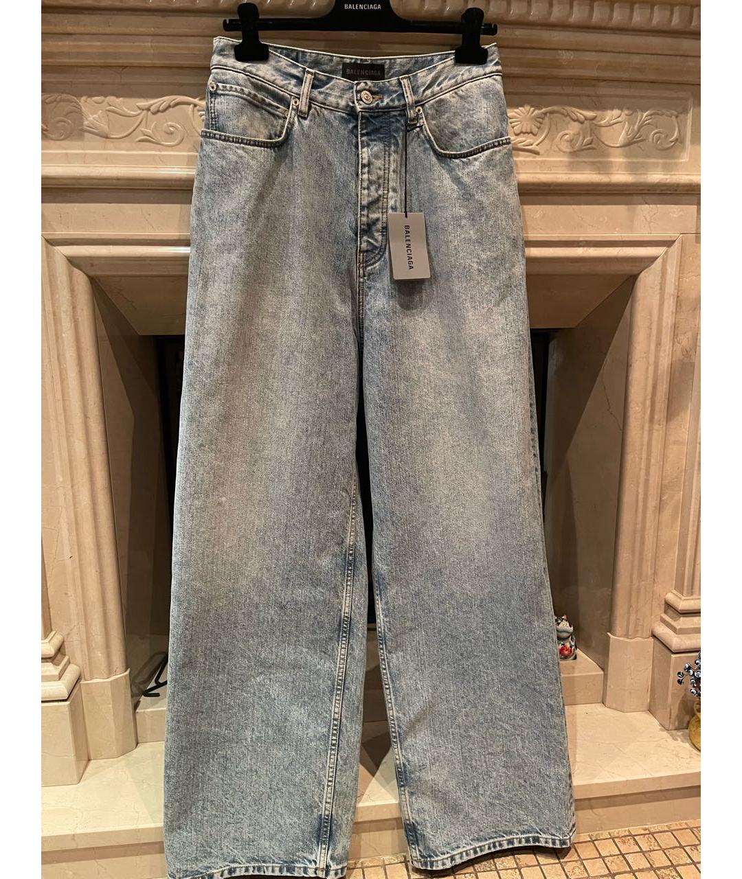 BALENCIAGA Голубые хлопковые прямые джинсы, фото 8