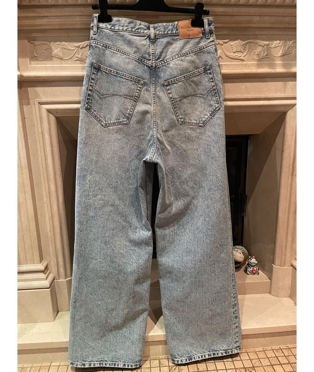 BALENCIAGA Голубые хлопковые прямые джинсы, фото 2