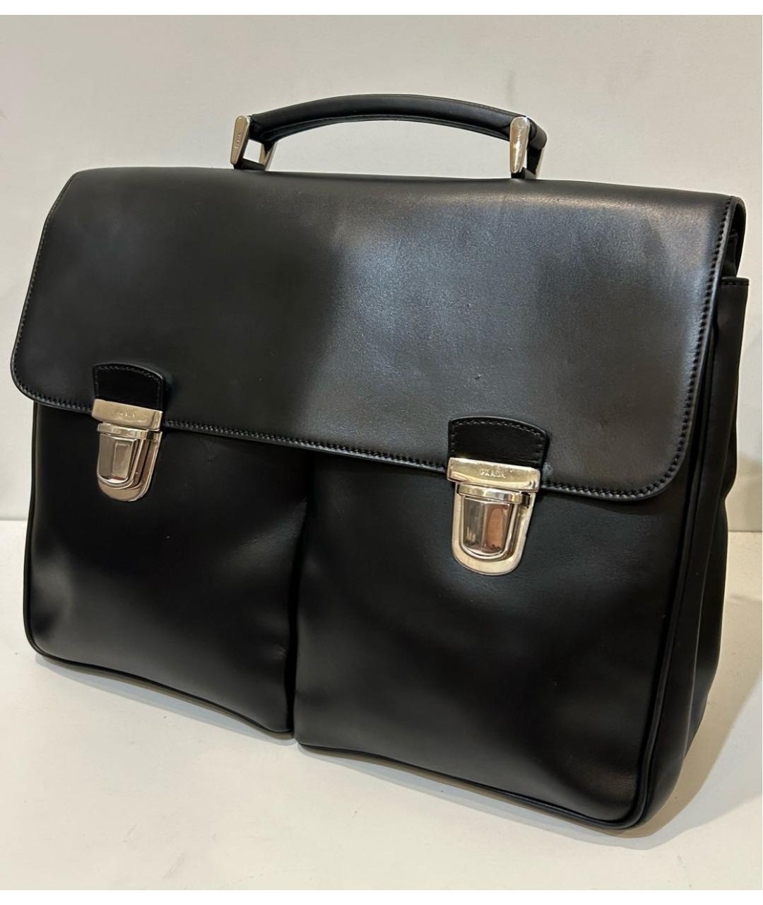 PRADA Черный кожаный портфель, фото 9
