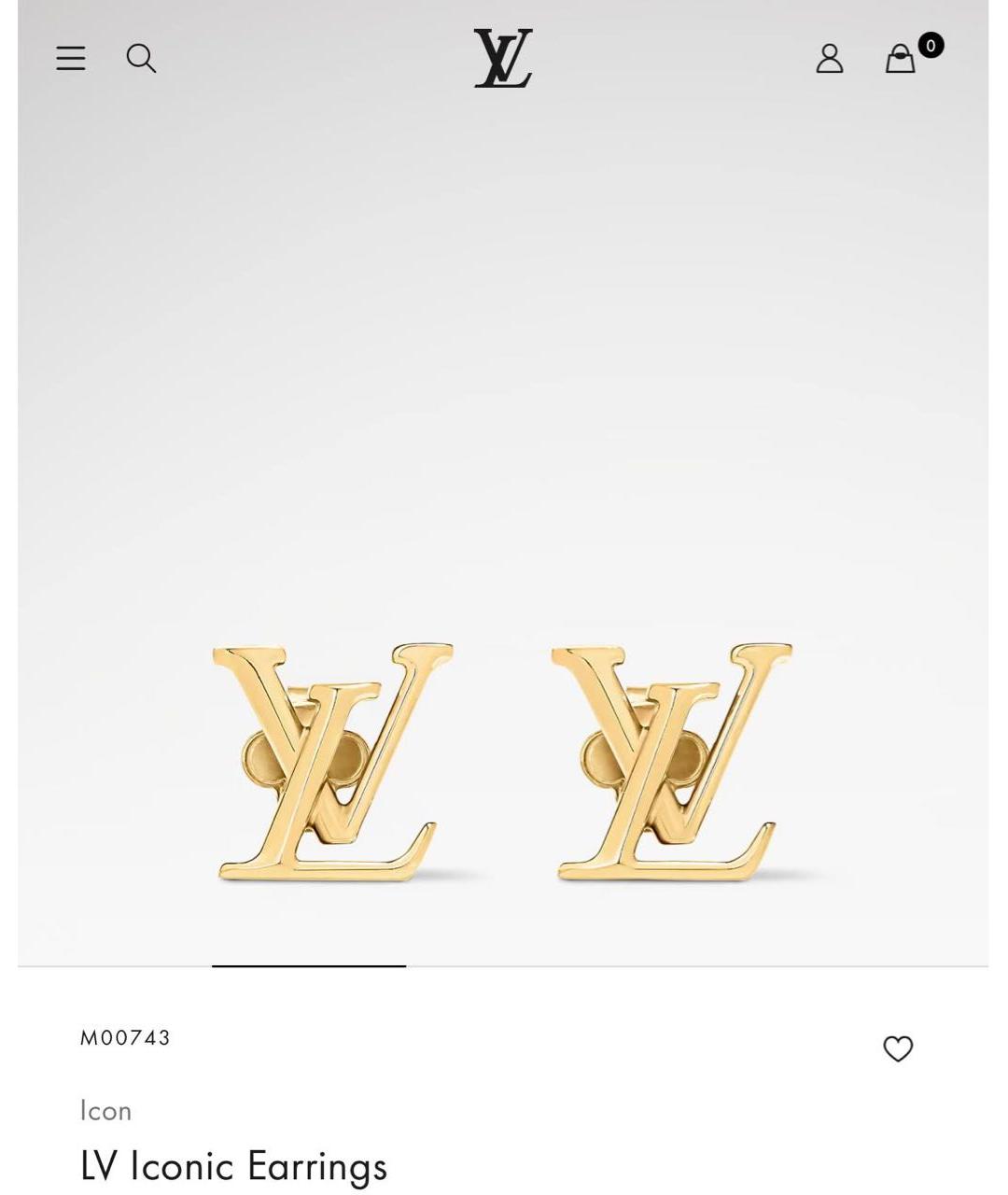 LOUIS VUITTON Золотые металлические серьги, фото 8