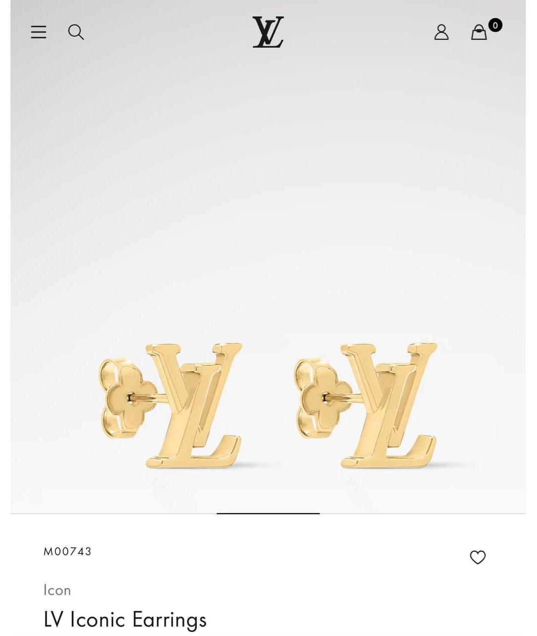 LOUIS VUITTON Золотые металлические серьги, фото 3