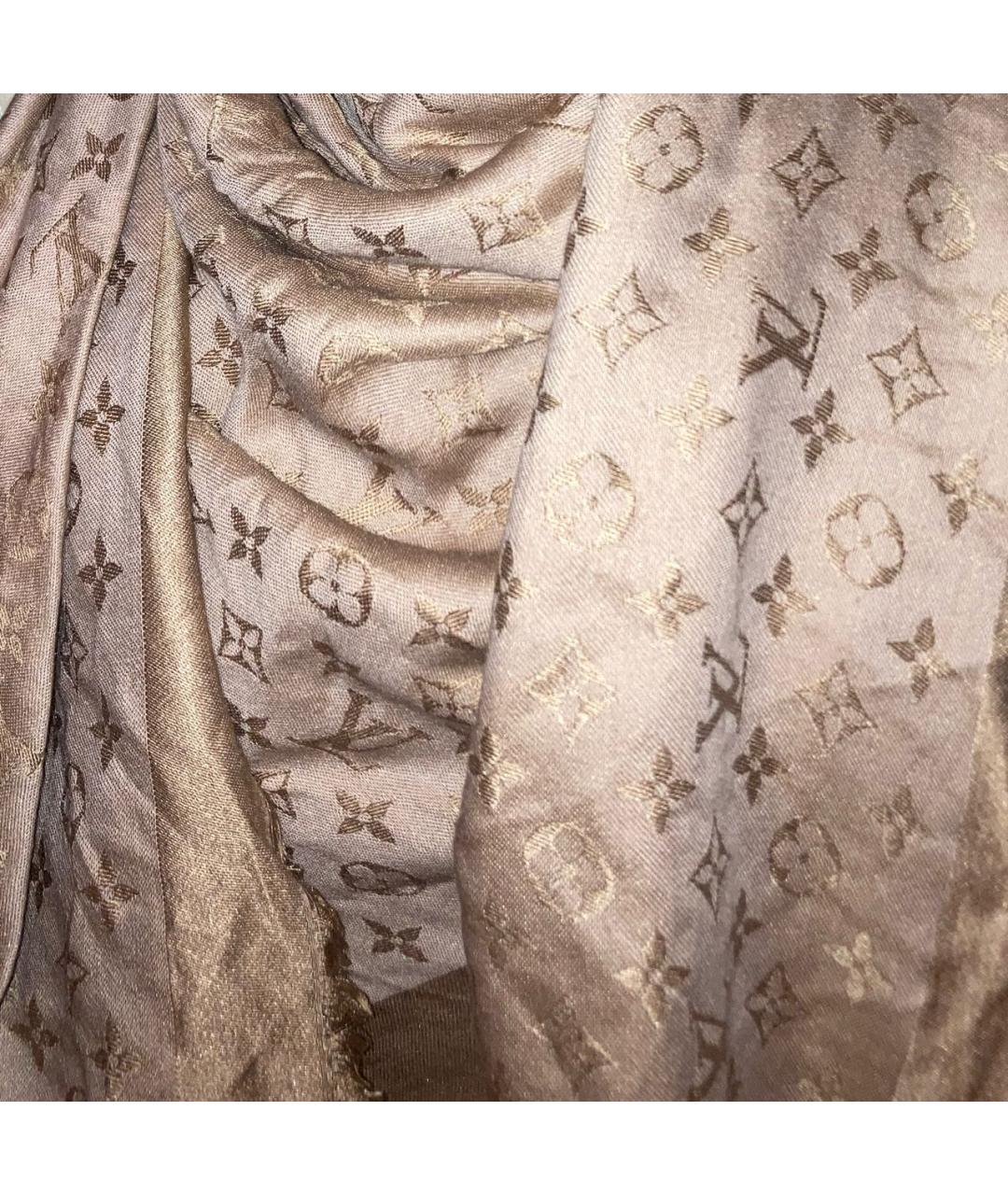 LOUIS VUITTON Золотой шелковый платок, фото 2