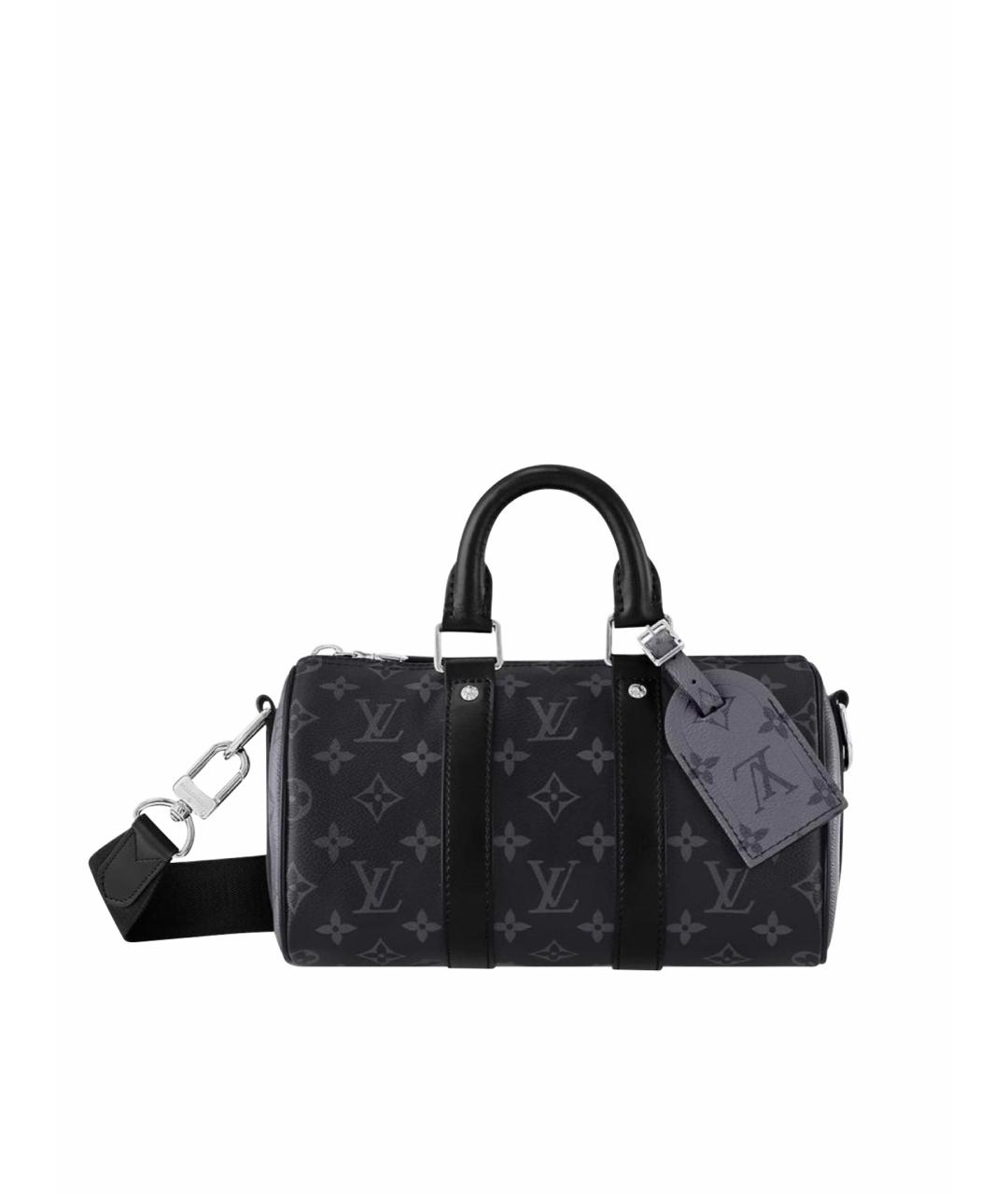 LOUIS VUITTON Черная кожаная сумка с короткими ручками, фото 1