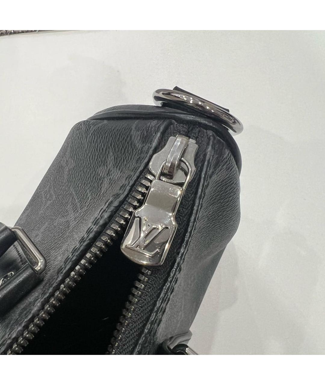 LOUIS VUITTON Черная кожаная сумка с короткими ручками, фото 6