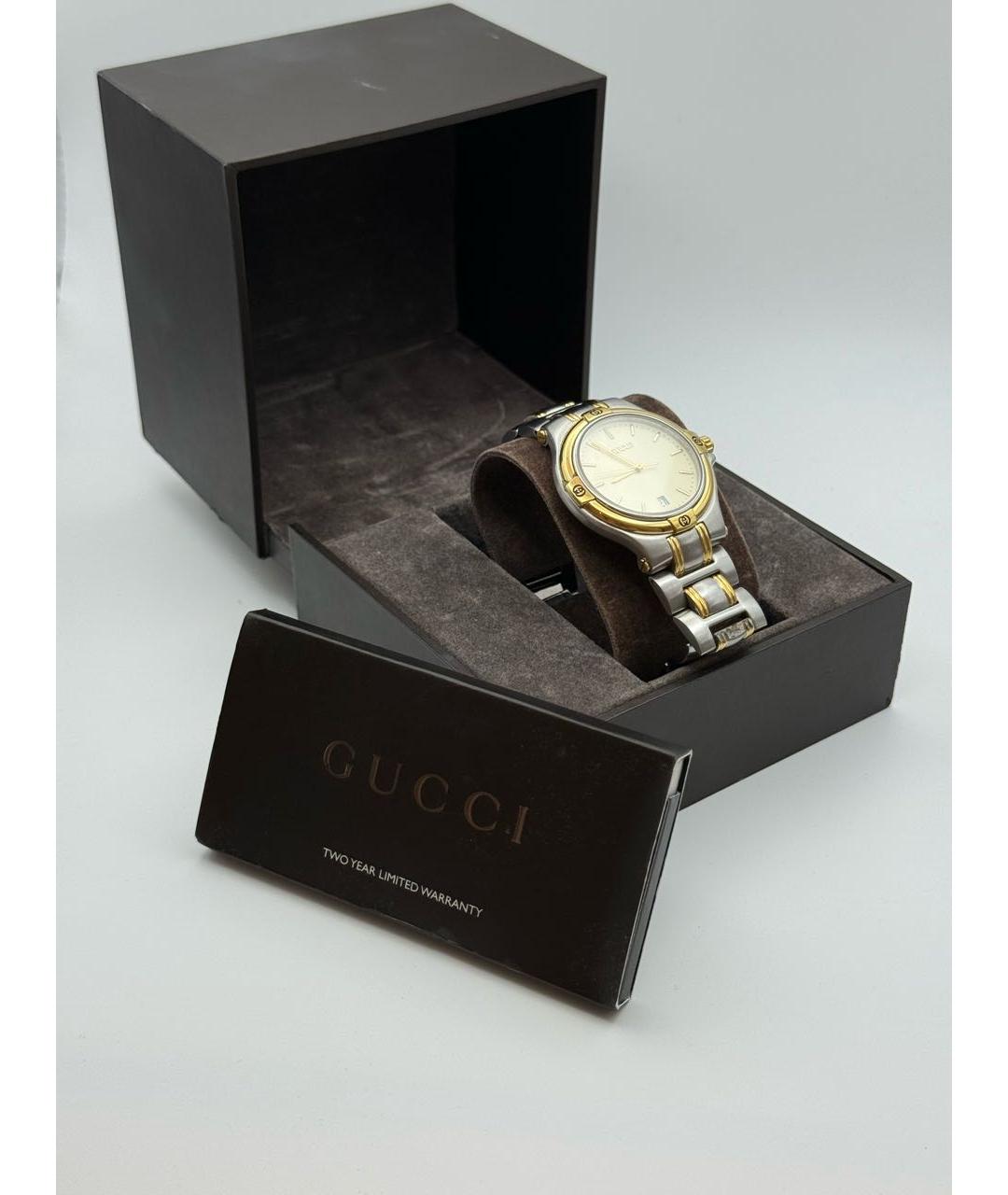 GUCCI Бежевые позолоченные часы, фото 4