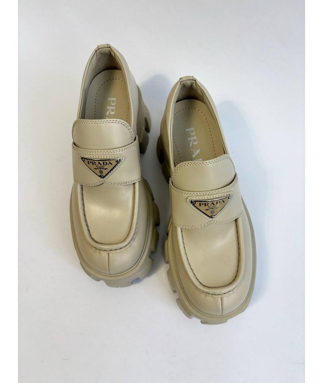 PRADA Бежевые кожаные брогги и оксфорды, фото 5