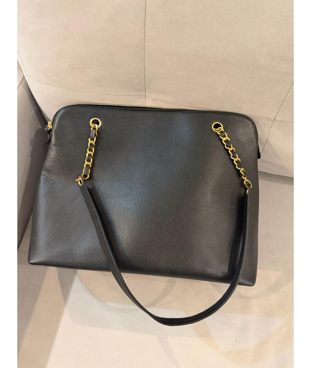 CHANEL Черная кожаная сумка тоут, фото 2
