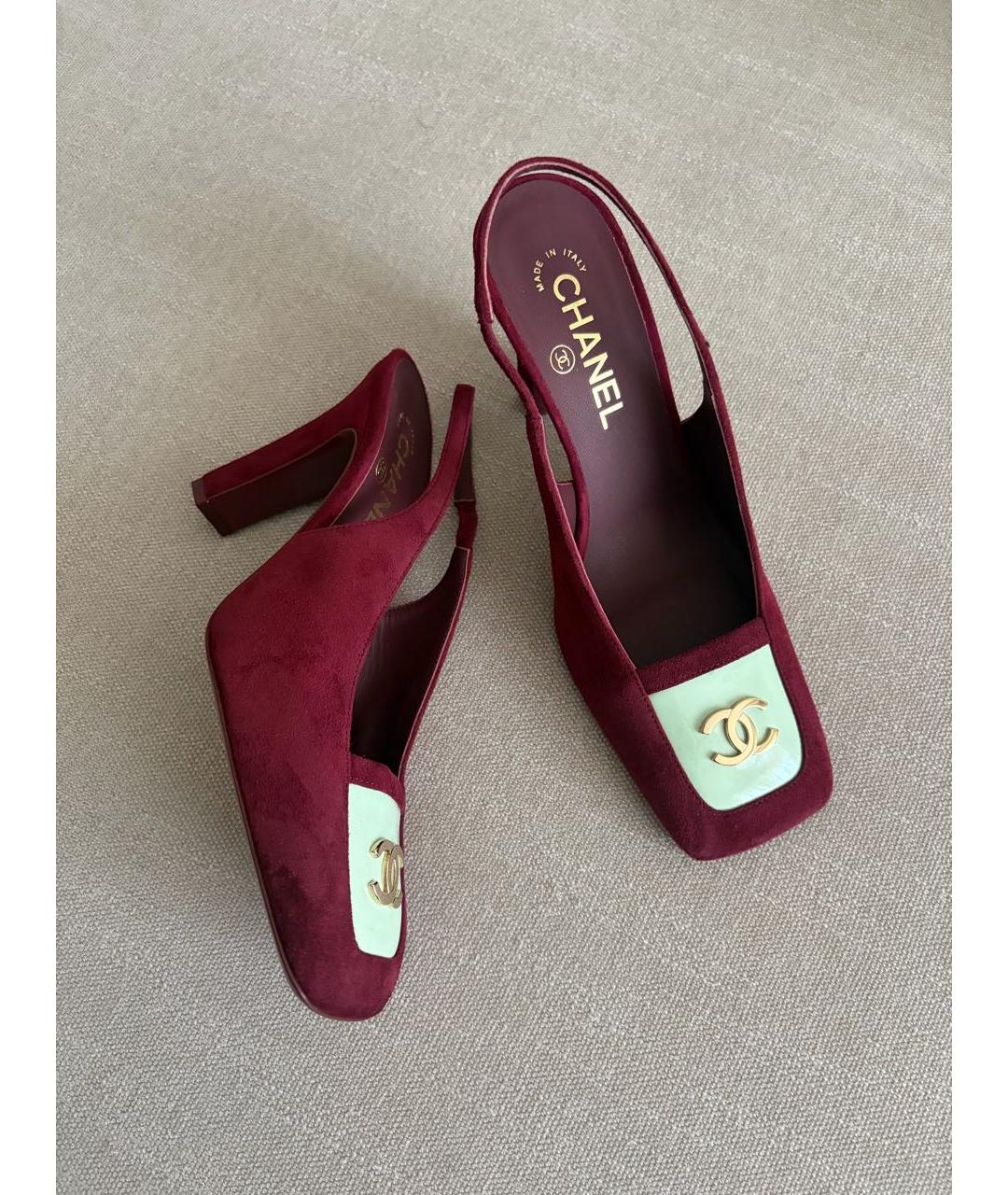 CHANEL Бордовые замшевые туфли, фото 4