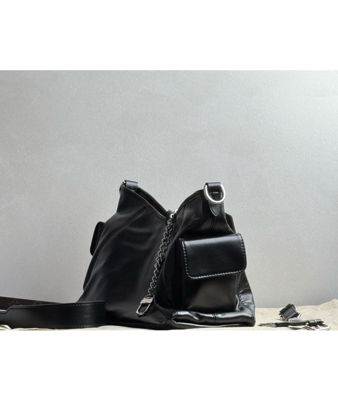 LOUIS VUITTON Черная кожаная сумка через плечо, фото 4