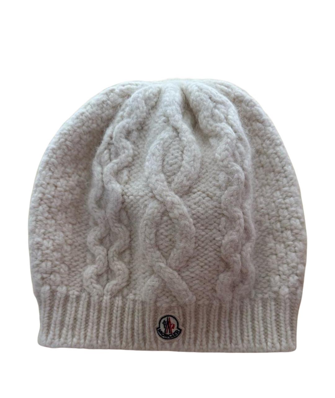 MONCLER Белая шерстяная шапка, фото 1